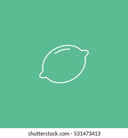 Lemon Line Icon On Green Background