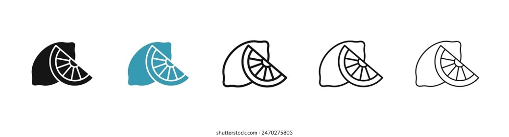 Lemon line icon set. simple lemonade vector icon. fresh citrus fruit sign. citric acid Lemon fruit icon for UI designs.