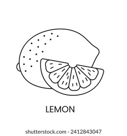 Lemon line icon in vector, citrus fruit illustration