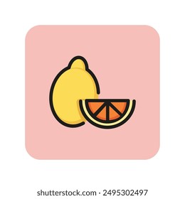 Lemon line icon. Vitamin C, fruit allergy, citrus fruit. Allergy concept. Vector illustration can be used for topics like food, healthy eating, healthcare