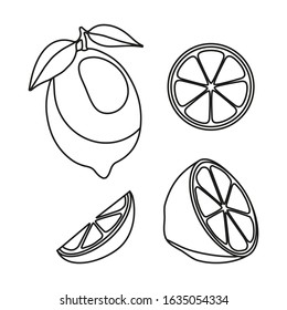 Lemon line icons set. Line vector icon. Illustration Isolated on white background.