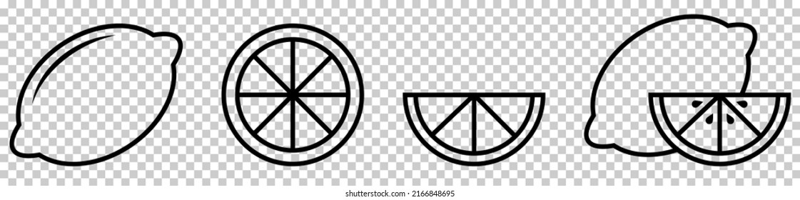 Lemon line icons. Vector illustration isolated on transparent background