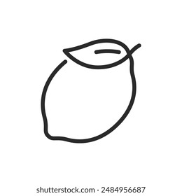 Lemon, linear style icon. citrus fruit and healthy food. Editable stroke width