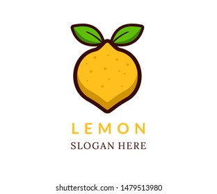 
Lemon logo, cafe or restaurant logo. Lemon sign with leaves. Brand identity.