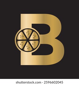 Lemon Logo Combine With Letter B Vector Template