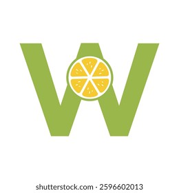 Lemon Logo Combine With Letter W Vector Template