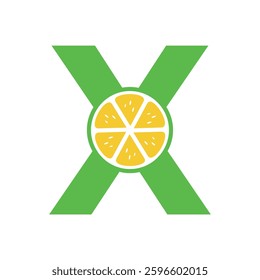 Lemon Logo Combine With Letter X Vector Template