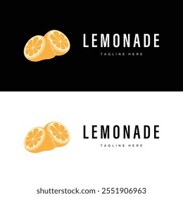 design de logotipo de limão fruta fresca de limão com modelo de ilustração de planta de limonada