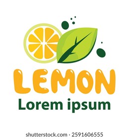 Lemon Logo Design with Leaf and Slice Illustration