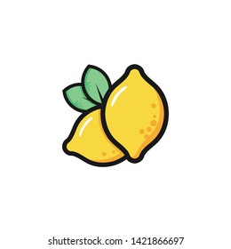 Lemon logo. Fresh lemon fruits on summer season. Summer fruit