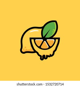 Lemon logo. Fresh lemon fruits on summer season. Summer fruit