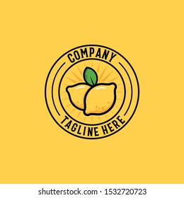 Lemon logo. Fresh lemon fruits on summer season. Summer fruit