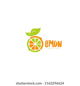 Lemon logo vector. Fresh fruit logo vector. Lemon logo template