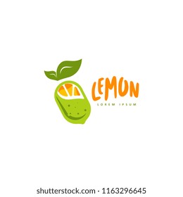 Lemon logo vector. Fresh fruit logo vector. Lemon logo template