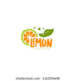 Lemon logo vector. Fresh fruit logo vector. Lemon logo template