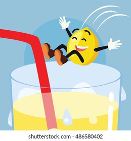 lemon man jumping into lemonade