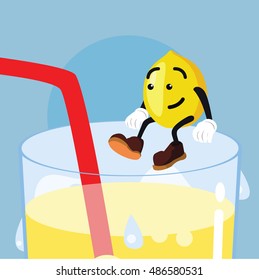 lemon man sitting on lemonade