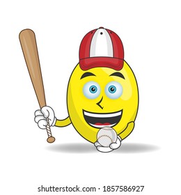 Lemon mascot character with baseball playing gear. vector illustration