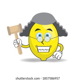 The Lemon mascot character becomes a judge. vector illustration