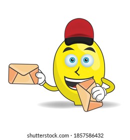The Lemon mascot character becomes a mail deliverer. vector illustration