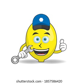 The Lemon mascot character becomes a mechanic. vector illustration