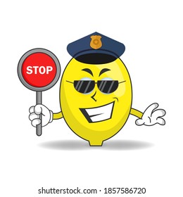 The Lemon mascot character becomes a policeman. vector illustration