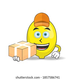 The Lemon mascot character is a delivery person. vector illustration