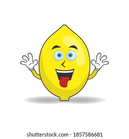 Lemon mascot character with laughing expression and sticking tongue. vector illustration