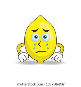 Lemon mascot character with sad expression. vector illustration
