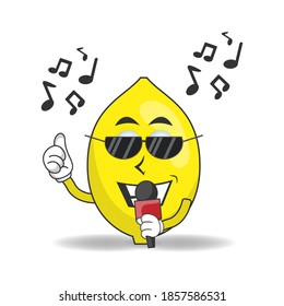 El personaje de la mascota de limón está cantando. ilustración vectorial