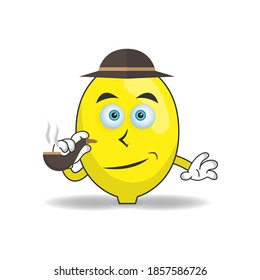 Lemon mascot character smoking. vector illustration