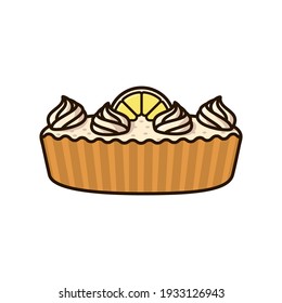 Lemon Meringue Pie isolated vector illustration. Delicious pastry symbol.