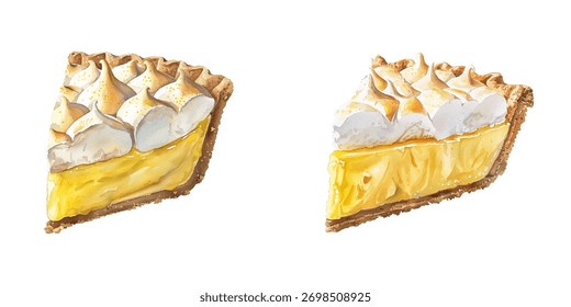 limão merengue torta aquarela vetor ilustração