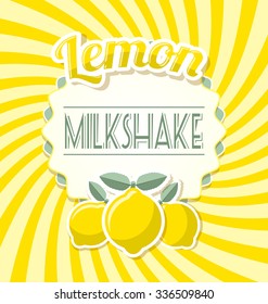 Lemon Milkshake Label In Retro Style On Twisted Background