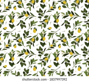 lemon mini vector pattern white background