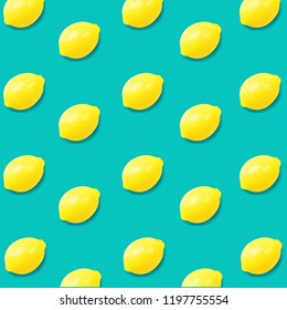 Lemon With Mint Background With Gradient Mesh, Vector Illustration