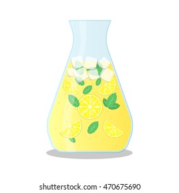 Lemon and mint smoothie vector icon. Healthy lifestyle.