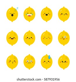 Lemon modern flat emoticon set