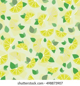 Lemon mojito illustration seamless pattern