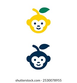 Mono de limón Fruta Animal Logo Ilustración vectorial Diseño de Plantilla