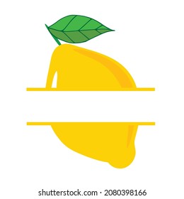 Lemon monogram printable,  lemon slice. Vector illustration isolated on white.