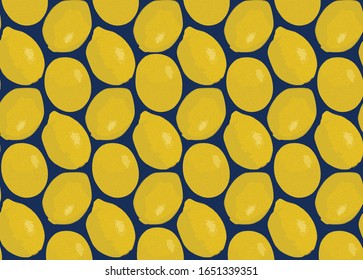lemon, navy background vector pattern