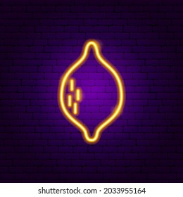 Lemon Neon Sign. Vector Illustration of Fruit Promotion.