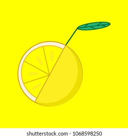 Lemon on the bright yellow background