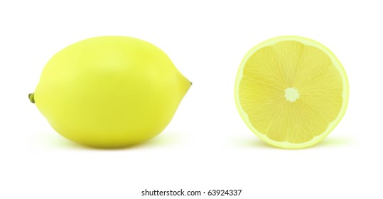 A lemon on a white background