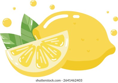 Lemon on a white background. With green leaves.