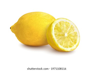 
lemon on white background realistic vector 3d