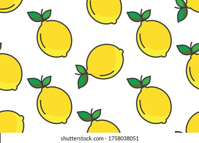 Lemon on a white background. Seamless texture.