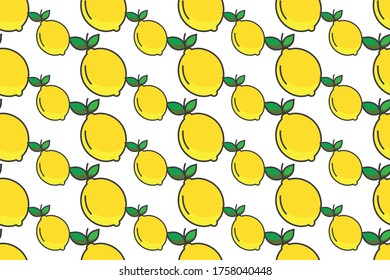 Lemon on a white background. Seamless texture.