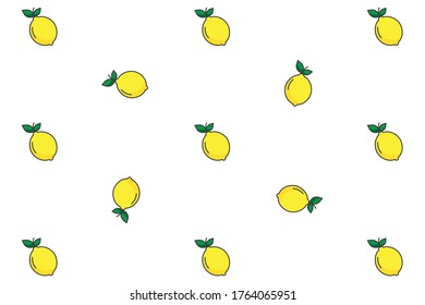 Lemon on a white background. Seamless texture. Vector graphics for prints and gift paper design.